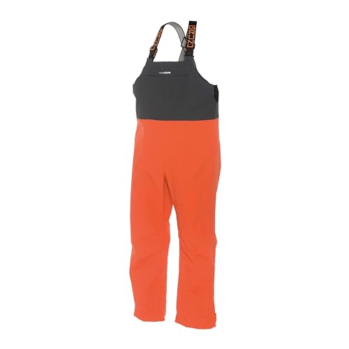 Grundéns Men’s Full Share Bib | Waterproof, Breathable, Orange/Grey, XL