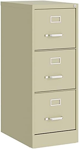 UrbanPro Hirsh - Archivador vertical de metal de 22 pulgadas de profundidad, 3 cajones, ancho de letra, color beige, grado comercial, totalmente