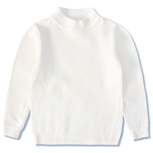 Toddler Kids' Knit Sweater Boys and Girls Turtleneck Solid Color Pullover Tops for Winter White 18M