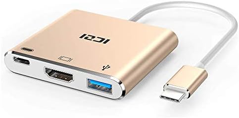 ICZI 3 in 1 USB C Hub 4K HDMI Adapter with 100W Type C Power Delivery, 5Gbps USB 3.0 Compatible MacBook Air/Pro, ChromeBook, More, Multiport Charging & Connecting Adapter