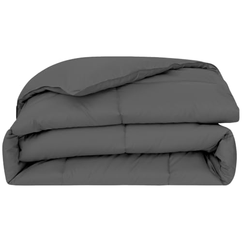 Image of Modern Threads Comforter Duvet Insert, Reversible Quilted Down Alternative Comforter with Corner Tabs, All Season Bedding, King, Dark Gray