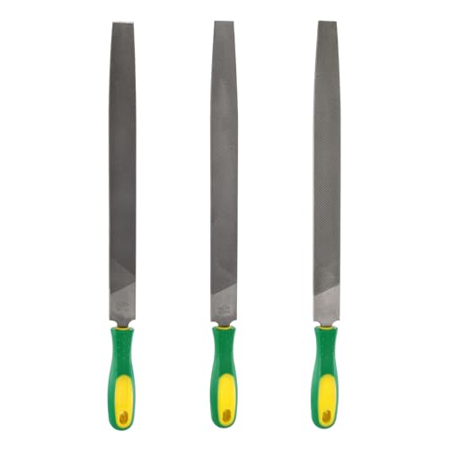 sourcing map 3 limas de corte de punta de 30,5 cm, dientes de doble corte, acero de alto carbono, lima de escofina manual con mango de plástico para quitar desbarbado de metal y madera