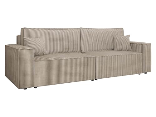 Mirjan24 Schlafsofa mit 2 Bettkasten Kobaro Cord, Couch mit Schlaffunktion, 3 Sitzer Sofa, Bettsofa Polstersofa Couchgarnitur (Poso 02)