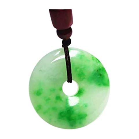 Natural Green Jade Hand-carved Lucky Jade Pendant Rope Necklace 35mm Cover
