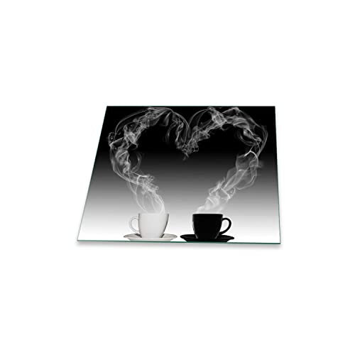 Decorwelt Couvercle pour plaque de cuisson universelle en céramique, à induction, protection anti-éclaboussures, motid tasses à café, Verre, 60x52 cm