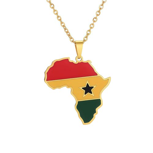 Générique Collier Carte du Ghana pour Femme/Homme - Pendentif Carte Africaine en Acier Inoxydable - Bijou Cadeau