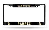 Rico, Inc. San Diego Padres Black Metal Chrome Frame Premium License Plate Tag Cover Baseball