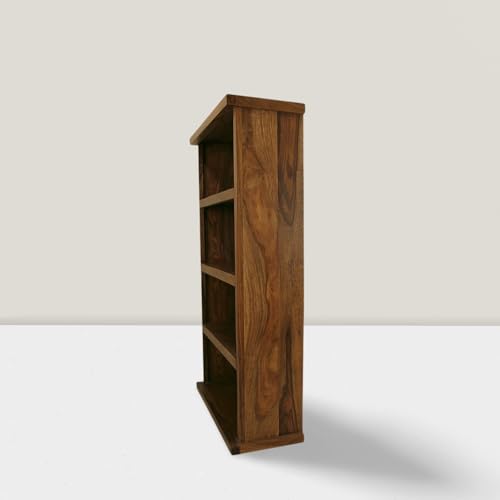 Image of ANGEL FURNITURE Solid Sheesham Wood Storage Bookshelf Medium Size, Honey Finish, 80x23x100CM
