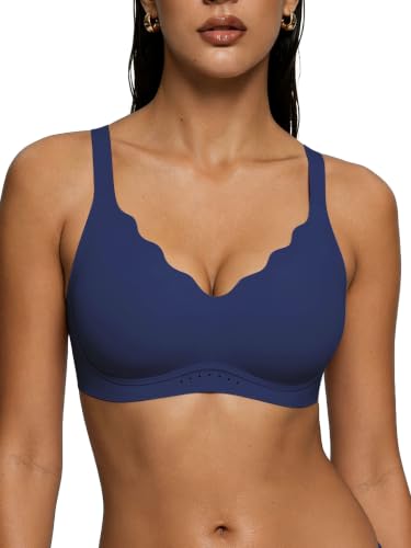 Image of As Fairy Wireless Bras for Women Jelly Push Up Scalloped T-Shirt Bra