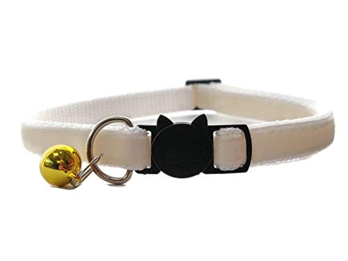 Velvet Cat Collars with Bell, Cream Velvet, Cat Collar (14cm - 24cm)