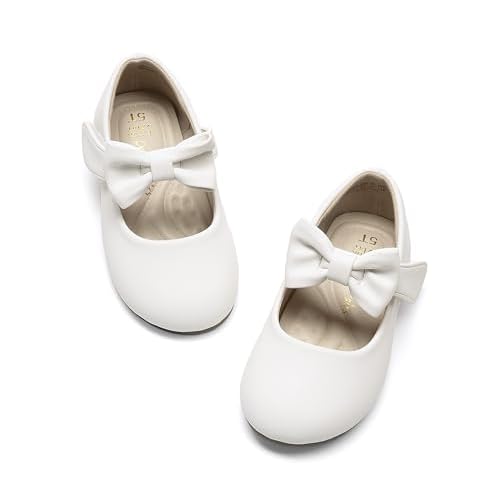 DREAM PAIRS Toddler Flower Girl Dress Shoes Little Girls Mary Janes Ballet Flats Ballerina Shoes Wedding Party 7 Toddler All White