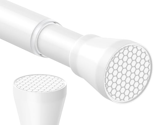 SISELBA White Tension Curtain Rod 45-77In 1PCS,No Drill Spring Shower Rod