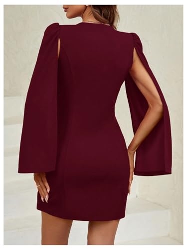 Image of Floerns Women's V Neck Double Breasted Cape Blazer Split Sleeve Elegant Blazer Dress