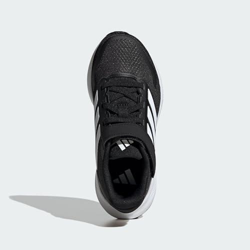adidas Run Falcon 5 Elastic Lace & Strap Sneaker, Core Black/White/White, 13 US Unisex Little Kid3