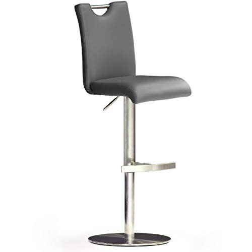 Robas Lund Barhocker Grau mit Lehne Barstuhl drehbar 360 Grad, Hocker...