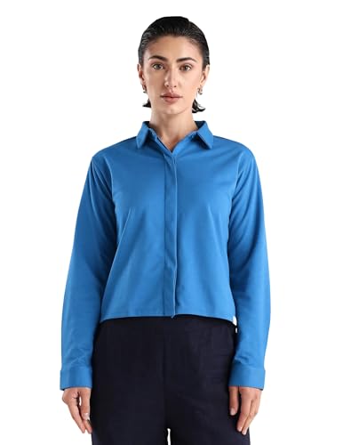RAREISM Women's Ellery Cotton Blend Drop Collar Plain Regular FIT Shirt Deal