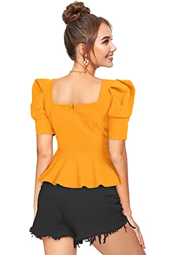 Image of ILLI LONDON Women's Puff Sleeve Peplum TOP
