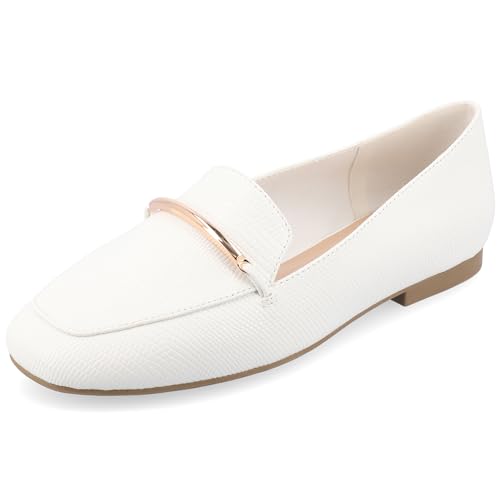 Image of Journee Womens Loafer Flat Notched Topline Square Toe Slip-On Block Heel - Wrenn Casual Dress Shoe