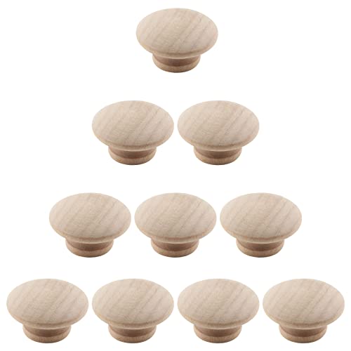 Murtenze 10 Pack 1-1/2 Inch Wood Knobs Unfinished Round Mushroom Shape Wooden Cabinet Pulls Handles Drawer Knobs Dresser Knobs for Drawer Dresser Cupboard Wardrobe