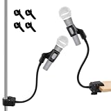 Gooseneck Microphone Stand, Adjustable Desk Mic Holder with Table Clamp and 4 Cable Ties, Mic Mount for Live Stream, Recording, Speeches
