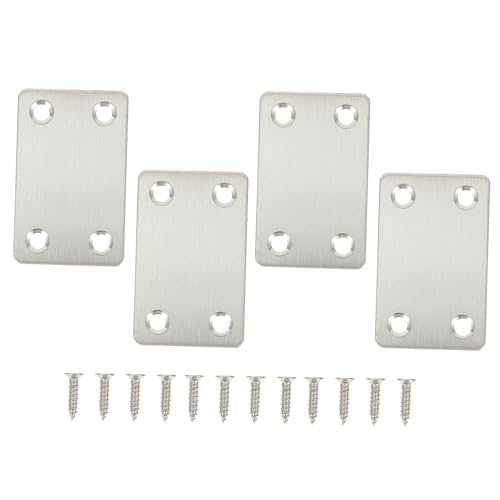FUNOMOCYA 12pcs Pieces Furniture Fixing Accessories Stainless Steel Connections Steel Joining Plate Silver Stainless Steel Furnishing Straight