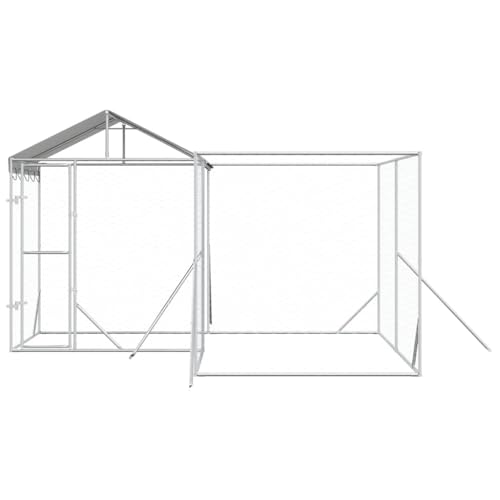 vidaXL Outdoor Hundehütte mit Dach Silber 4x4x2,5m Stahl verzinkt