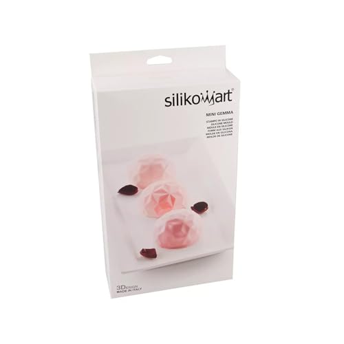 Silikomart Mini Gemma Silicone Mold, Flexible Tray with 3D Technology Creates 6 Textured Gemstone-Shaped Desserts, Easily Unmolds, Oven, Microwave, Freezer and Dishwasher Safe, Made in Italy