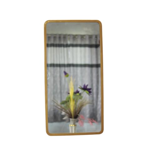 Image of Quality Glass Modern Elegance Rectangular Wall-Mounted Mirror Metal Framed Wall Mirror Bathroom Mirror Living Room Mirror Home Decor Mirror 18 x 36 Inches Golden MF 98