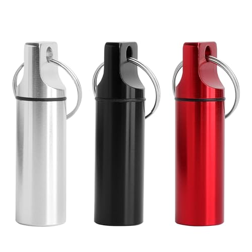 KQDRAVINE 3 Pièces Pilulier Porte Clé en Alliage D'Aluminium, Petits Boite Medicaments, étanche & Légers Pilulier Voyage, Portable Boite a Medicament