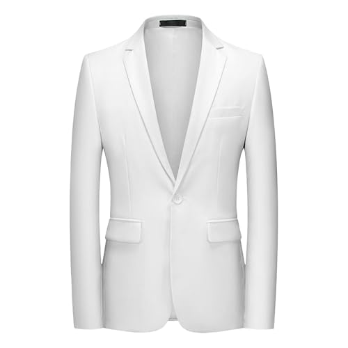 Men's Slim Fit One Button Business Casual Blazer Solid Color Suit Jacket One Button Formal Casual Sport Coat