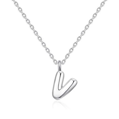 Collar de plata de ley con inicial de letra V para niños el regalo de cumpleaños perfecto