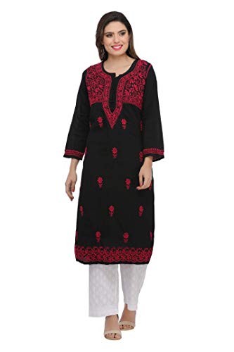 Image of Ada Hand Embroidered Lucknowi Chikankari Cotton Kurta for Women A341075
