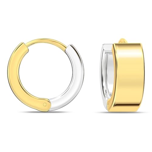 Image of TRUESILVER ACPL 925 Sterling Silver Hoop Earrings | Huggie Hoop Earrings for Women & Men | Classic Everyday Unisex Fashion Jewelry