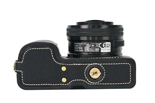 Funda para cámara Sony Alpha A6400 de cuero PU negro miniatura 3