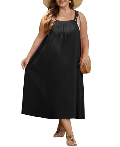 OLRIK Plus Size Casual Summer Dresses for Women Loose Fit A-Line Flowy Midi Dress with Pockets2