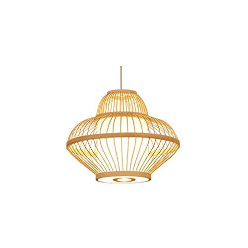 Lámpara Colgante de bambú Natural, Estilo Retro, Ideal para Isla de Cocina, Sala de Estar, Dormitorio y Comedor.