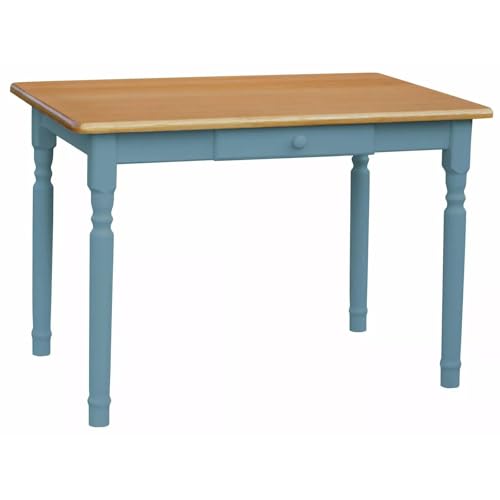 Mesa de comedor azul con cajón mesa de cocina de pino estilo rústico - NUEVO Alder (80 x 80)