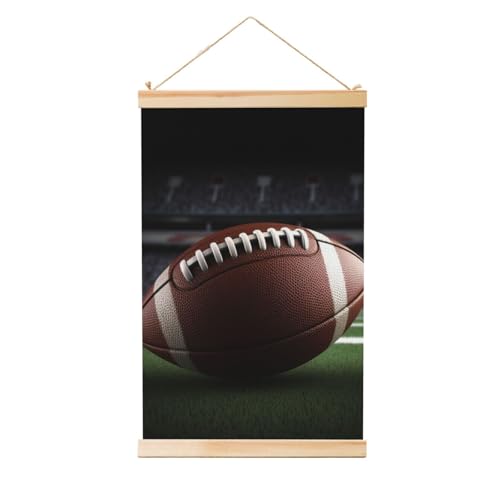 Cadre en bois prêt à être accroché avec toile football américain