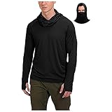 Herren Kapuzenpullover Gesichtsmaske Sonnenschutz UPF50+ UV Langarmshirt Pullover Langarm Hoodie Outdoor Leicht Sommershirt mit Kapuze Schnelltrocknend mit Daumenloch für Angeln Wandern Trekking