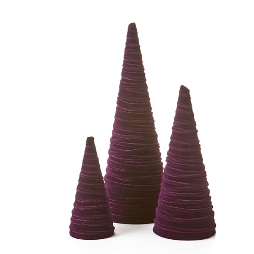 Image of Your Heart's Content Plum Velvet Trees Set of 3 (Plum)