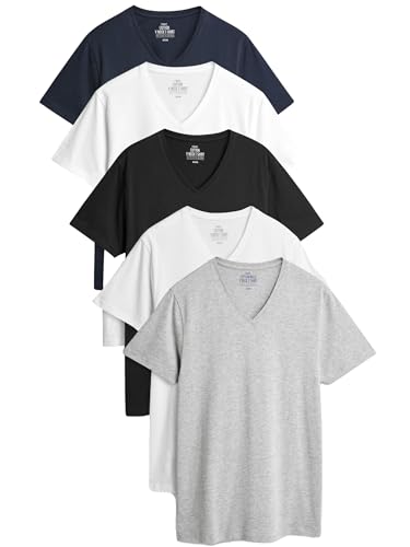 T-Shirt col V Homme 100% Coton Coupe Ajustée Lot de 5 Hauts Pack