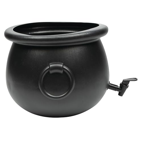 Fun Express Halloween Witch's Cauldron Beverage Dispenser, 3.17 Gallon, Black Plastic, 12 Inch
