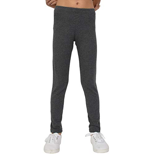 Stretch is Comfort Girl's Cotton Footless Leggings Charcoal Gray X Large