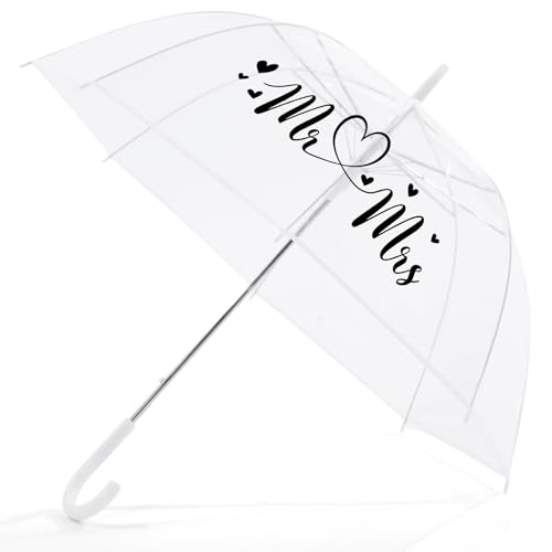 Sunnymove Clear Wedding Umbrella Bubble Dome with J Handle,Mr.&mrs