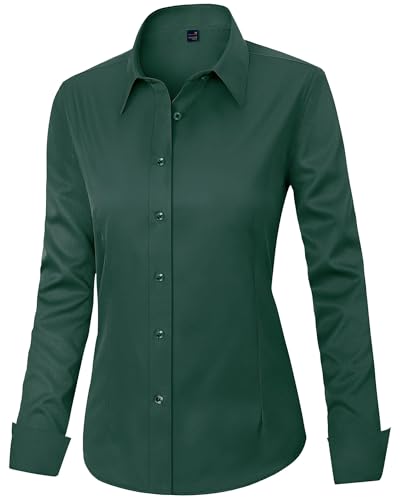 Image of J.VER Womens Dress Shirts Long Sleeve Button Down Shirt Wrinkle-Free Business Casual Blouse Office Work Tops
