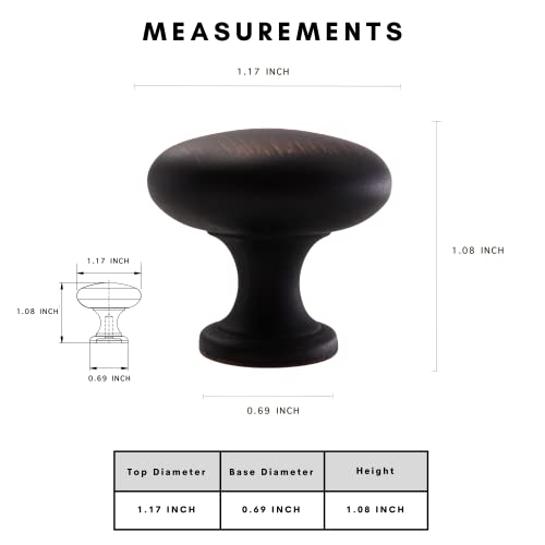 Hestia Hardware - Round Cabinet Knobs, Kitchen Cabinet Hardware, Dresser Knobs | 1.17" Diameter Knob, 10 Pack - Oil Rubbed Bronze (Z5.D30.10.Orbhd) #TOP3