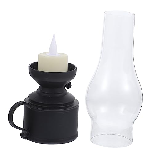 Vela LED Decorativa en Linterna Estilo Vintage de Alta Resistencia PP Negro Elegante SEWACC