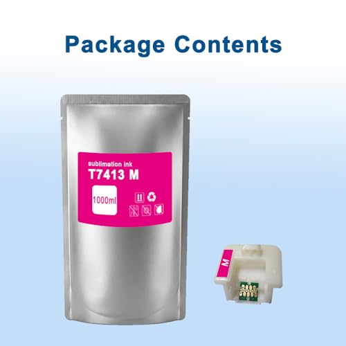 Oritdge T7413 Dye Sublimation Tinte Magenta 1000-ml für Sele imprimante T7411 T7412 T7413 T7414 T741X Kompatibel mit Surecolor F6070 F6200 F9200 F7000 F6270 F7200 F6000 F7270