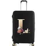 Initial Letter Printed Design Travel Trolley Case Cover Protector Washable Suitcase Cover Luggage Storage Covers for 18-28 Inch Luggage Cover (L (26-28 inch Luggage), gold L)