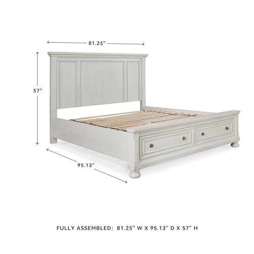 Image of Signature Design by Ashley King Panel Storage Bed, Antique White